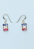 Silver Handmade Inlay Earrings Semi Precious Natural Shell- Multi Colour