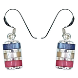 Silver Handmade Inlay Earrings Semi Precious Natural Shell- Multi Colour