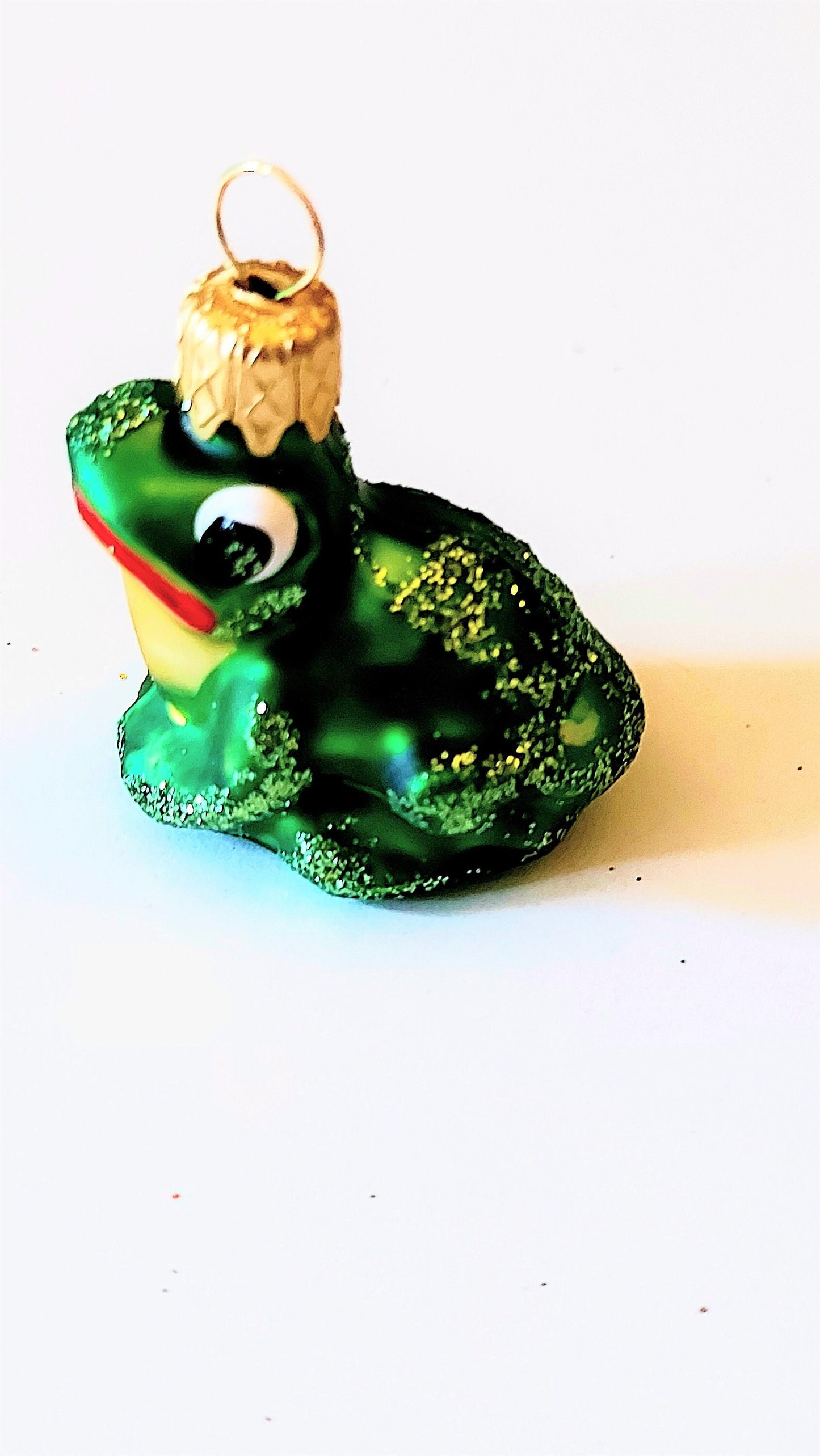 Vintage Czech Republic, Glass Blown, Hand Painted Christmas Tree Ornament - Frog a pair ( x 2 )