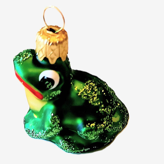 Vintage Czech Republic, Glass Blown, Hand Painted Christmas Tree Ornament - Frog a pair ( x 2 )
