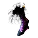 Czech Republic, Glass Blown, Hand Painted Christmas Tree Ornament - Boot Purple