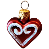 Czech Republic, Glass Blown, Hand Painted Christmas Tree Ornament - heart a pair ( x 2 )