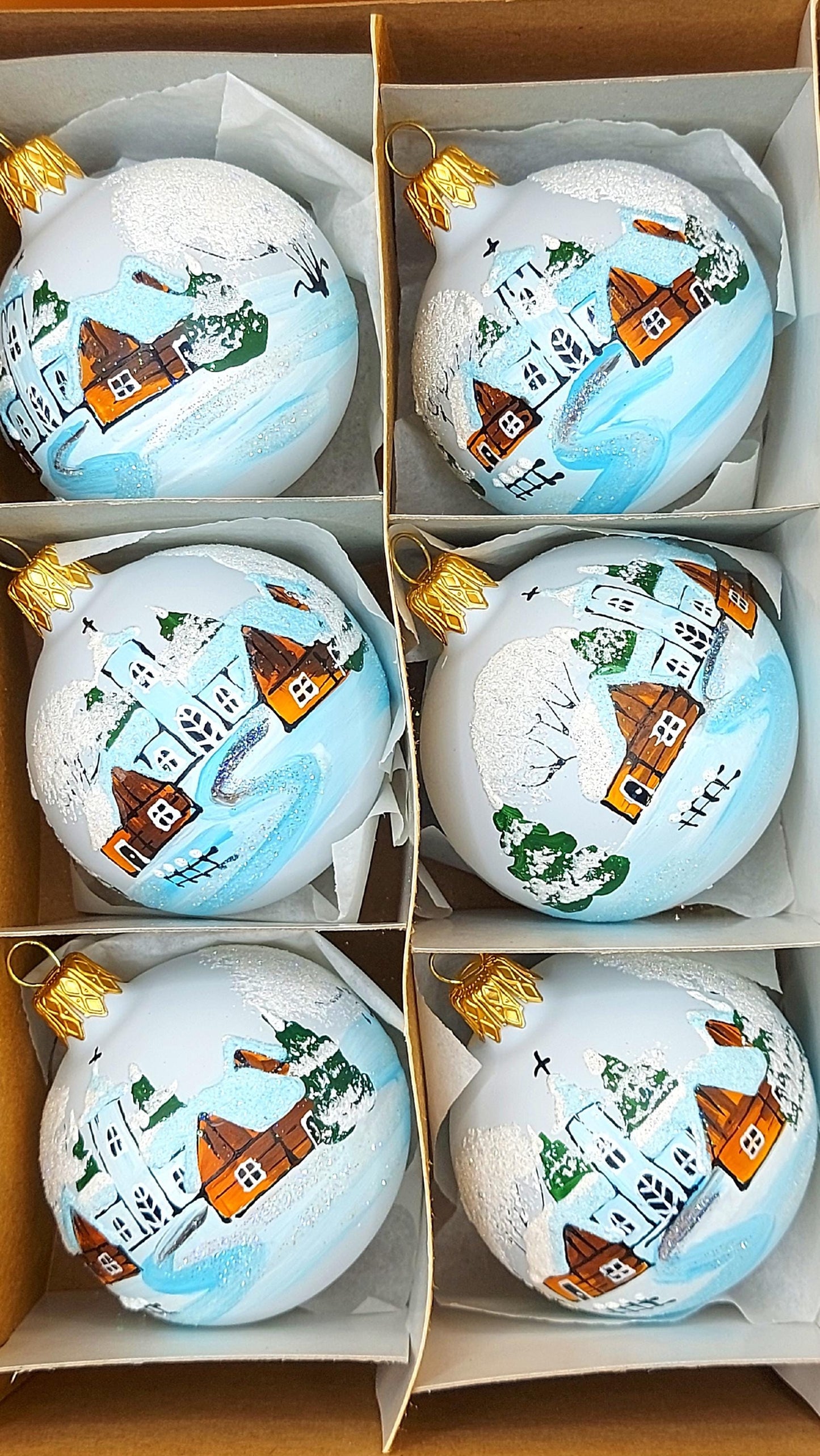 Vintage Czech Glass Christmas Ornament: Hand-Painted White Small Ball