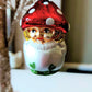 Vintage Czech Republic, Glass Blown, Hand Painted Christmas Tree Ornament - Mushroom Child