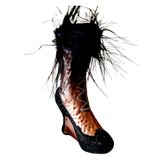 Czech Republic, Glass Blown, Hand Painted Christmas Tree Ornament - Boot Rose Gold Black