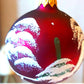 Vintage Czech Glass Christmas Ornament: Hand-Painted Maroon Small Ball