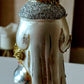 Vintage Czech Republic, Glass Blown, Hand Painted Christmas Tree Ornament - Large Santa Silver/Gold