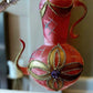 Vintage Czech Republic, Glass Blown, Hand Painted Christmas Tree Ornament - Genie Lamp Pink