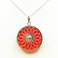 Silver Handmade Inlay Pendant Semi Precious Abalone Shell- Red Circle