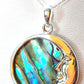 Silver Handmade Inlay Pendant/Earring Set Semi Precious Abalone Shell- Moon