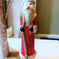 Vintage Czech Republic, Glass Blown, Hand Painted Christmas Tree Ornament - Thin Santa Red