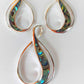 Silver Handmade Inlay Pendant/Earring Set Semi Precious Abalone Shell- Loop