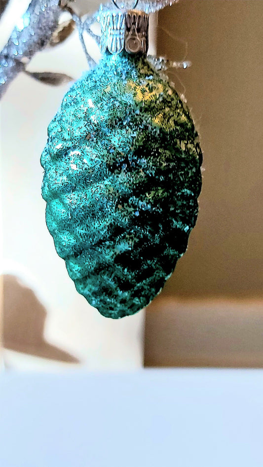 Czech Republic, Glass Blown, Hand Painted Christmas Tree Ornament -  Acorn