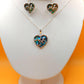 Silver Handmade Inlay Pendant/Earring Set Semi Precious Abalone Shell- Heart