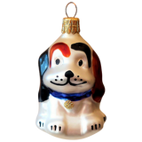 Czech Republic, Glass Blown, Hand Painted Christmas Tree Ornament - Dog