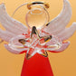 Vintage Czech Glass Angel Christmas Ornament: Hand-Painted Winter Village Candle Holder (Red)
