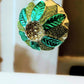 Vintage Czech Glass Christmas Ornament: Hand-Painted Leaf Balls (Pair)