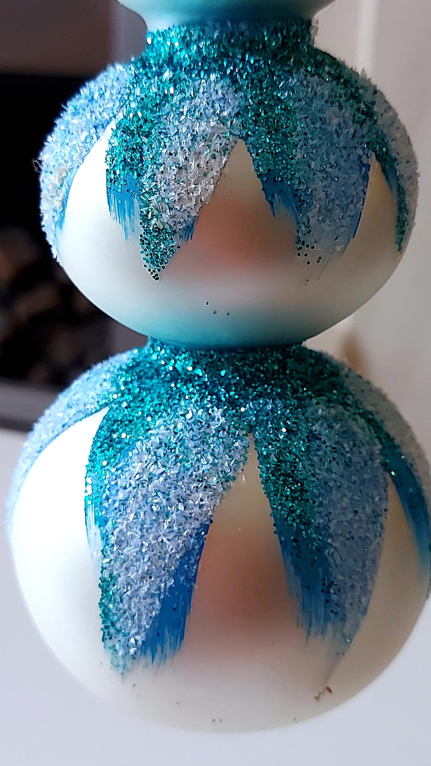 Vintage Czech Republic, Glass Blown, Hand Painted Christmas Tree Ornament - 3 Tier Snowman