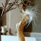 Vintage Czech Republic, Glass Blown, Hand Painted Christmas Tree Ornament - Boot Gold
