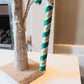 Vintage Czech Republic, Glass Blown, Hand Painted Christmas Tree Ornament - Large  Candy Cane