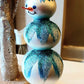 Vintage Czech Republic, Glass Blown, Hand Painted Christmas Tree Ornament - 3 Tier Snowman