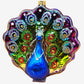 Vintage Czech Republic, Glass Blown, Hand Painted Christmas Tree Ornament - Peacock Purple