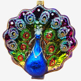 Vintage Czech Republic, Glass Blown, Hand Painted Christmas Tree Ornament - Peacock Purple