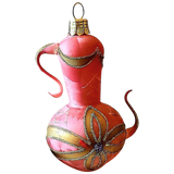 Czech Republic, Glass Blown, Hand Painted Christmas Tree Ornament - Genie Lamp Pink