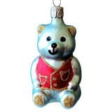 Czech Republic, Glass Blown, Hand Painted Christmas Tree Ornament - Teddy a pair ( x 2 )