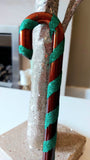 Vintage Czech Republic, Glass Blown, Hand Painted Christmas Tree Ornament - Large  Candy Cane