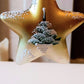 Vintage Czech Glass Christmas Ornament: Hand-Painted Gold Star, House Motif