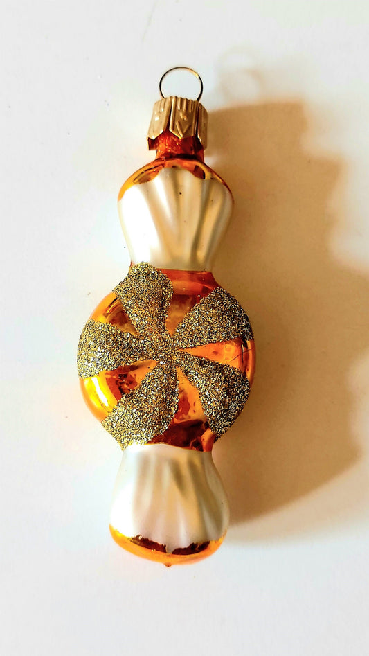 Vintage Czech Republic, Glass Blown, Hand Painted Christmas Tree Ornament - sweets a pair ( x 2 )