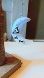 Vintage Czech Glass Christmas Ornament: Hand-Painted House Motif