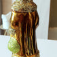 Vintage Czech Republic, Glass Blown, Hand Painted Christmas Tree Ornament - Large Santa Gold
