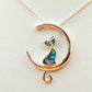 Silver Handmade Inlay Pendant Semi Precious Abalone Shell- Cat on Moon