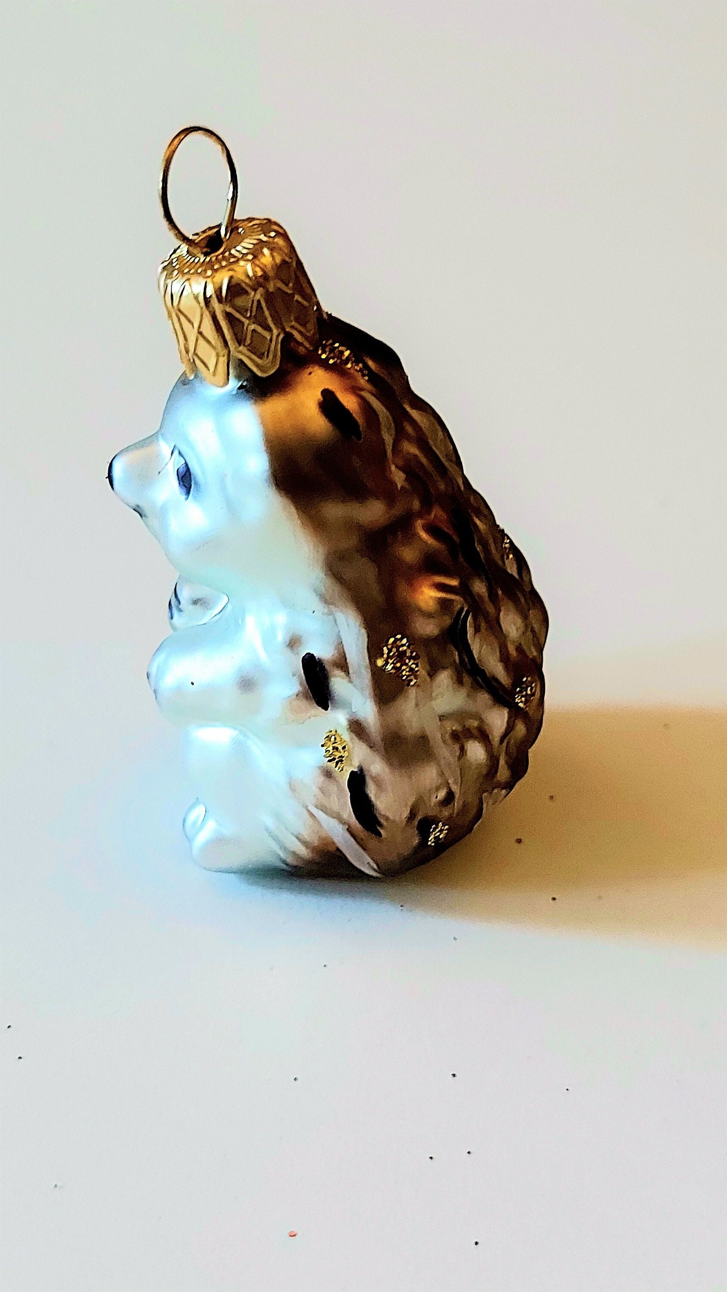Vintage Czech Republic, Glass Blown, Hand Painted Christmas Tree Ornament - Hedgehog a pair ( x 2 )