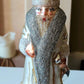 Vintage Czech Republic, Glass Blown, Hand Painted Christmas Tree Ornament - Large Santa Silver/Gold