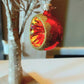 Vintage Czech Republic, Glass Blown, Hand Painted Christmas Tree Ornament - Red Retro Balls
