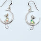 Silver Handmade Inlay Earrings Semi Precious Abalone Shell- Cat on Moon