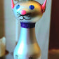 Vintage Czech Republic, Glass Blown, Hand Painted Christmas Tree Ornament - Silver Cat