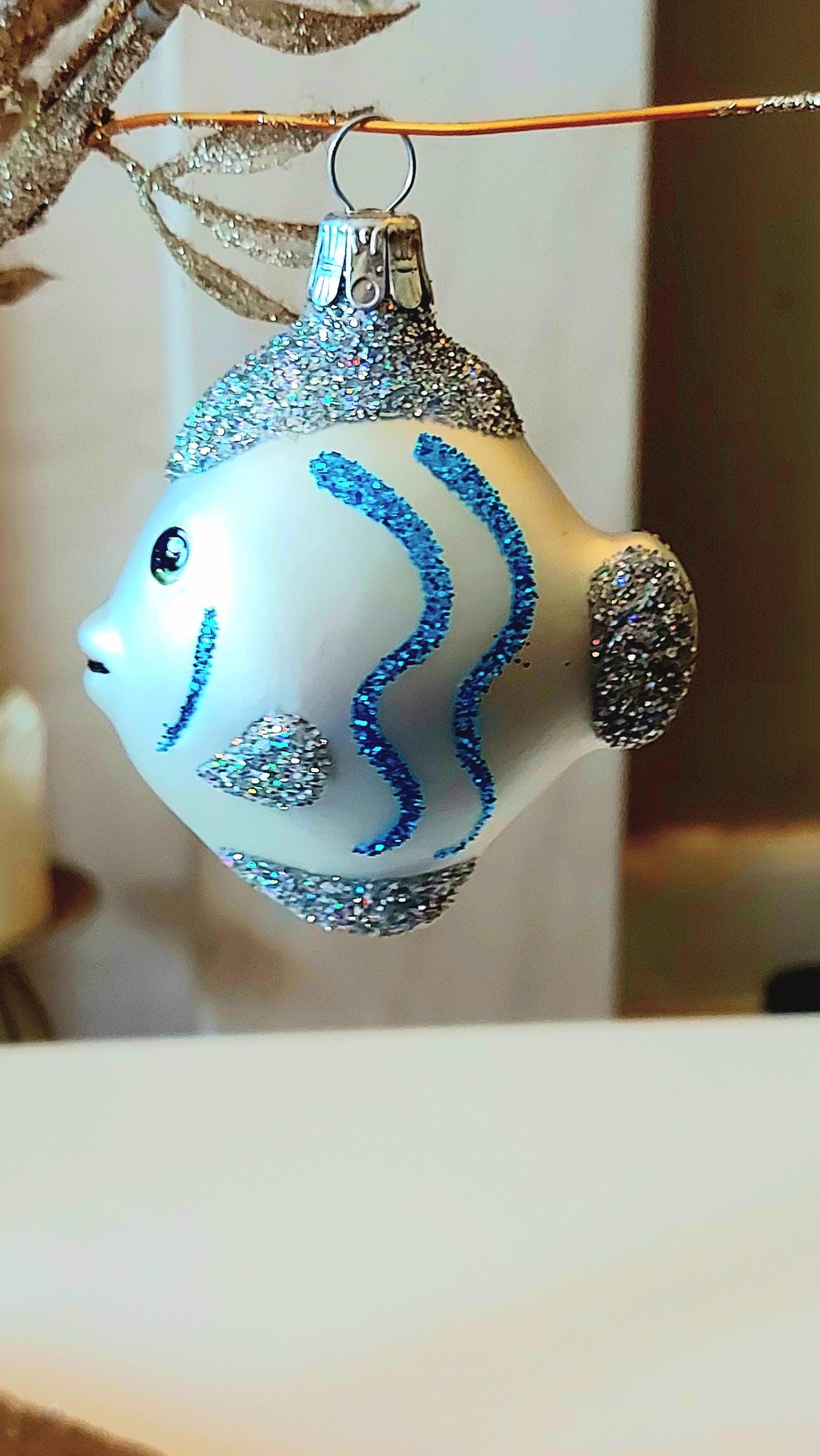 Vintage Czech Republic, Glass Blown, Hand Painted Christmas Tree Ornament - Nemo Fish