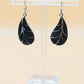 Silver Handmade Inlay Earrings Semi Precious Black Onyx- Black Leaf