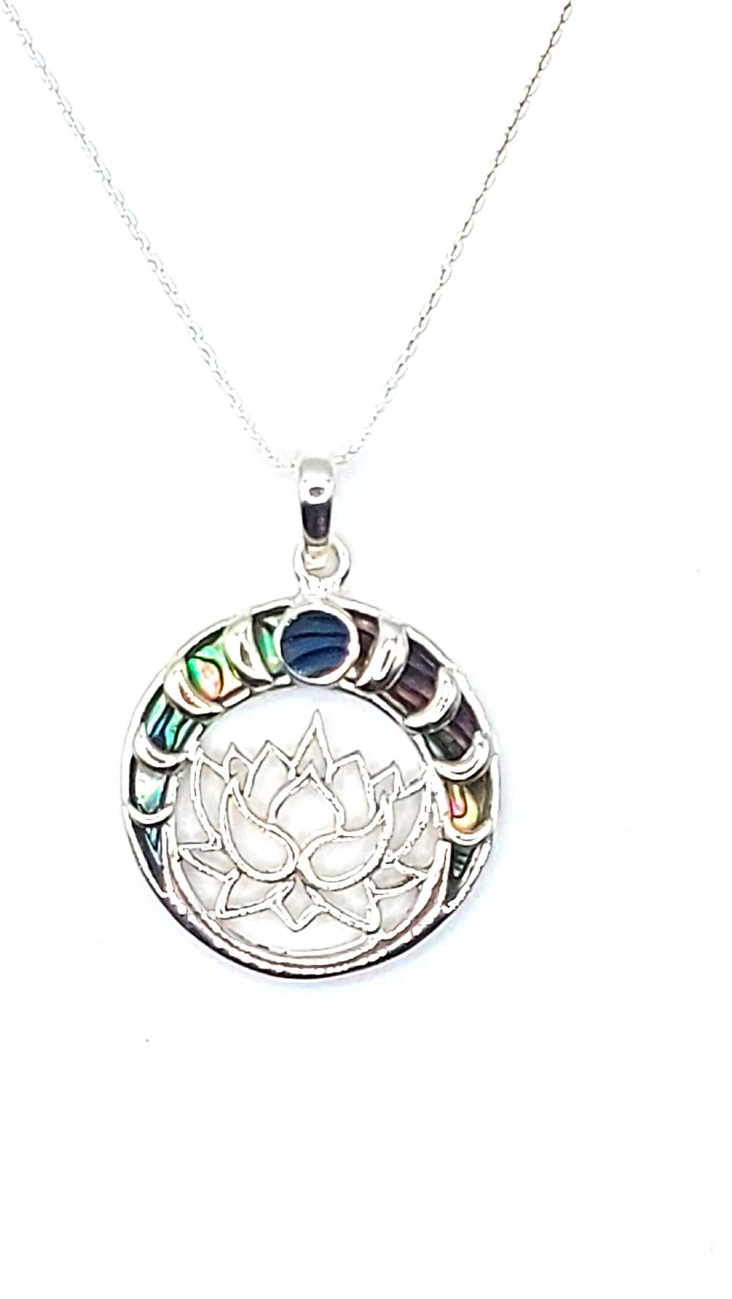 Silver Handmade Inlay Pendant Semi Precious Abalone Shell- Emblem