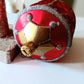 Vintage Czech Republic, Glass Blown, Hand Painted Christmas Tree Ornament - Large Carousel Red