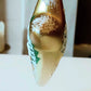 Vintage Czech Glass Christmas Ornament: Hand-Painted Gold Star, House Motif