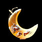 Vintage Hand Painted Glass Christmas Ornament: Czech Gold Half Moon