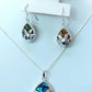 Silver Handmade Inlay Pendant/Earring Set Semi Precious Abalone Shell- Flower