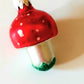 Vintage Czech Republic, Glass Blown, Hand Painted Christmas Tree Ornament - Mushroom a pair ( x 2 )
