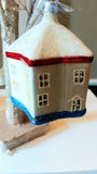 Vintage Czech Glass Christmas Ornament: Hand-Painted Glittery House