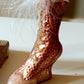 Vintage Czech Republic, Glass Blown, Hand Painted Christmas Tree Ornament - Boot Baby Pink